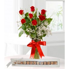 Silindir Vazo 7 Gül